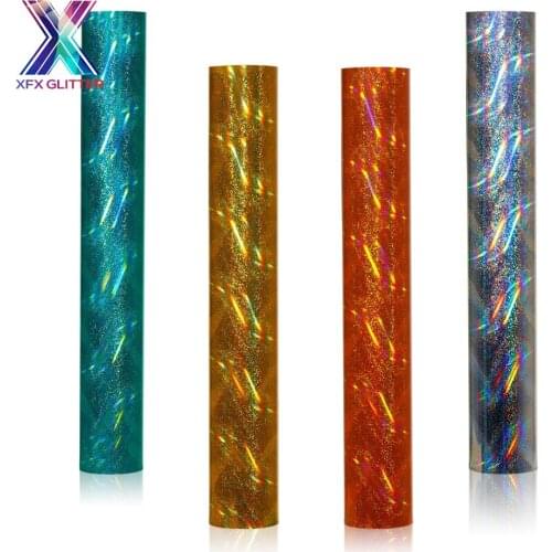 XFX HTV 30.5*150cm Holographic Adhesive Vinyl Glitter Craft Vinyl Permanent Vinyl Outdoor Making Sign Film for Cricut Silhouette