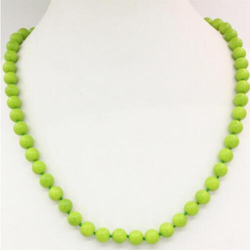 Hot sale 8mm green baking paint glass round beads elegant women chain necklace party gifts clavicle choker jewelry 18inch B3220