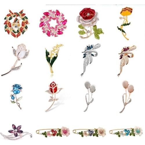 Crystal Flower Brooch Lapel Pin Rhinestone Jewelry Women Wedding Pins Large Brooches For Women Brooch Clothes Accessories