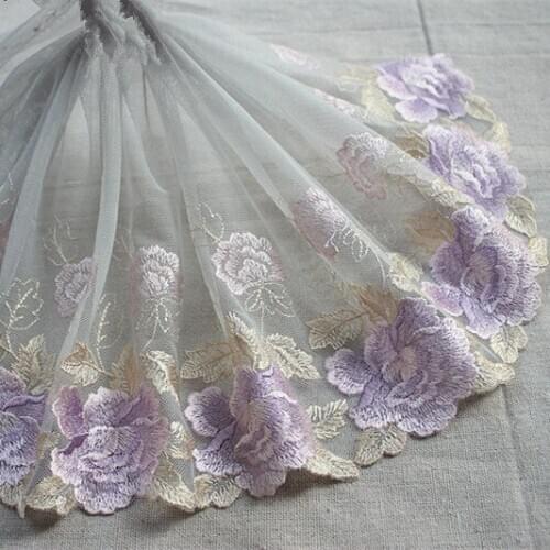 23cm or 9inch wide -2yards/lot Embroidered Floral Tulle Lace Trim ,Mesh Embroidery Lace Trim