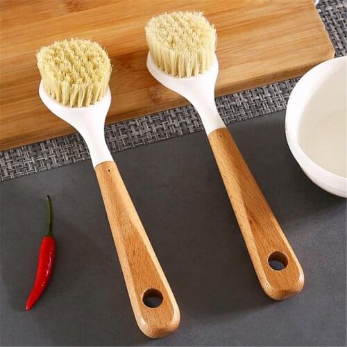 Kitchen Cleaning Brush Pot Cleaner Wheat Straw Decontamination Long Handle Dish Bowl Pot Washing Brush Household Accessories