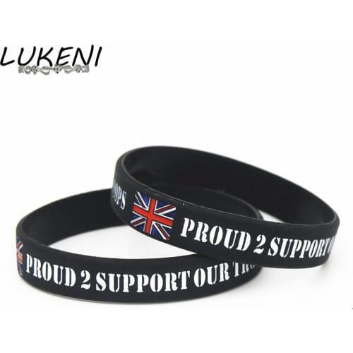LUKENI 1PC Proud 2 Support Our Troops Silicone Wristbands THE Britain A.B.F Soldiers Charity Silicone Bracelets &Bangles SH188