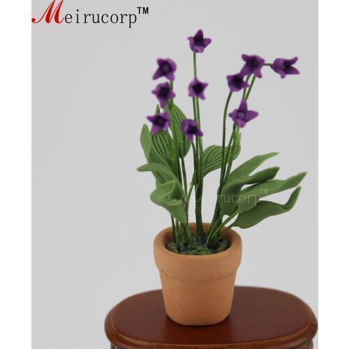 Dollhouse 1:12 Scale Mini decoration Purple flower Flowerpot 09944