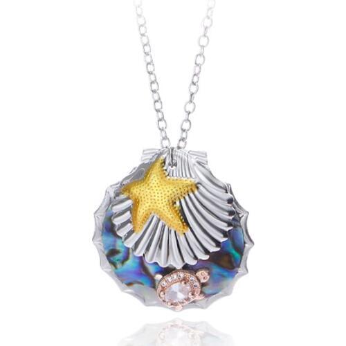 Fashion Trend Starfish Shell Marine Theme Copper Pendant Necklace Wedding Party Graduation Jewelry For Gifts To Friends Lover