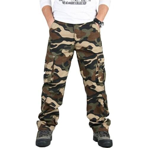 Mens Cargo Pants 2021 new mens street sports camouflage tactical pants military pants cotton wear-resistant work casual pants