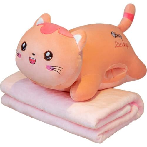 55cm Cute Soft Cat Pillow Plush Toys Stuffed Plushie Office Nap Pillow Bed Sleep Pillow Hand Warmer Blanket Gift Doll for Kids
