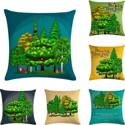 Forest Plant Pillow Cases Cotton Linen Sofa Cushion Cover Home Decor Seat Cushion Decorative Home Car decorative ZY744