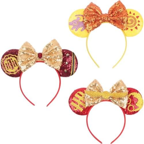 New Big Sequins Bowknot Cartoon Mouse Ears Hair Bands Childrens Female Hair Bands Party Decoration Fashion European Style Hair