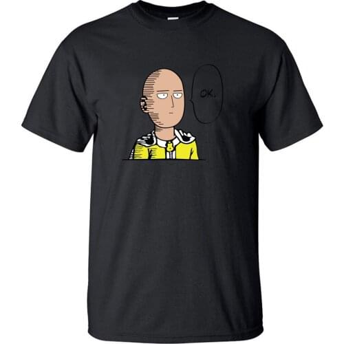 New Arrival Anime One Punch OK Letters Print 2020 Summer Hot Sale Harajuku Men T Shirts 100% Cotton Short Sleeve Mens Top Tshirt