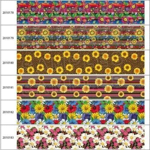 New Beautiful Flower Pattern Printed 5 Yards 25mm/38mm/50mm/75mm Grosgrain/Satin Ribbon for Party Decorations DIY Sewing Crafts