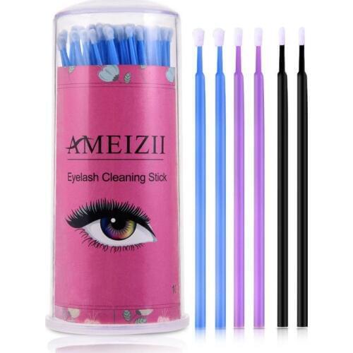 100PCS Disposable Makeup Brushes Cotton Swab Individual False Eyelashes Eye Lashes Cleaning Soft Swab Sticks Makeup Tools