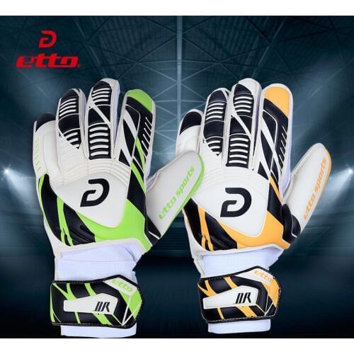 Etto Quality Non-slip Wear Resistant Football Goalkeeper Gloves Men Soccer Training Latex Goalie Gloves Size 8/9/10/11 HSG415