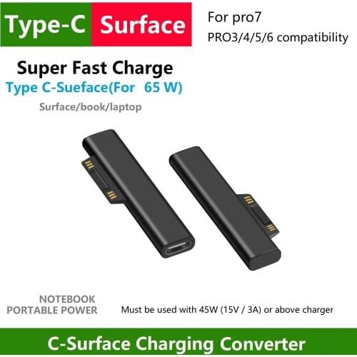 USB Type C PD Fast Charging Plug Converter for Microsoft Surface Pro 3 4 5 6 Go USB C Female Adapter Connector for Surface Book