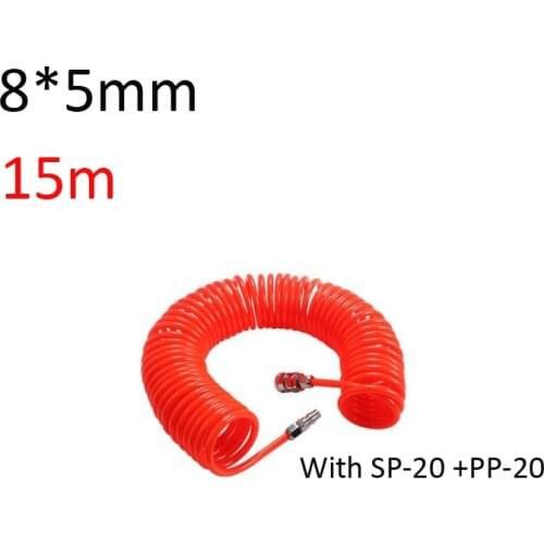 8*5 15M PU Spring Air Pipe Air Compressor Gas Line Pneumatic High Pressure Telescopic Hose Spiral Air Pipe Steam Pipe With Joint