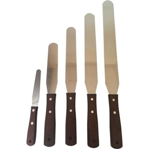 Baking utensils wooden handle stainless steel cream spatula set jam cake scraper decorating