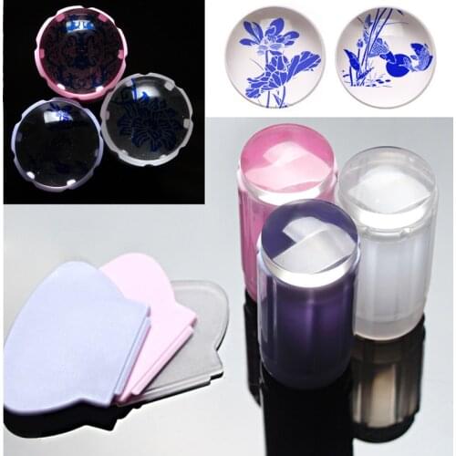 Transparent DIY Nail Art Stamping Stamper Scraper set nail polish stamp for nail Stamp Manicure Tools
