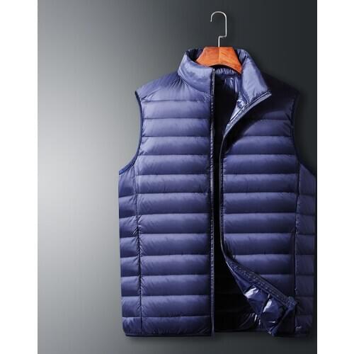 Down Jacket Mens Vest Short All-match Thin Winter Wear Lightweight Stand-up Collar Fitness Vest Running Sleeveless Shirt