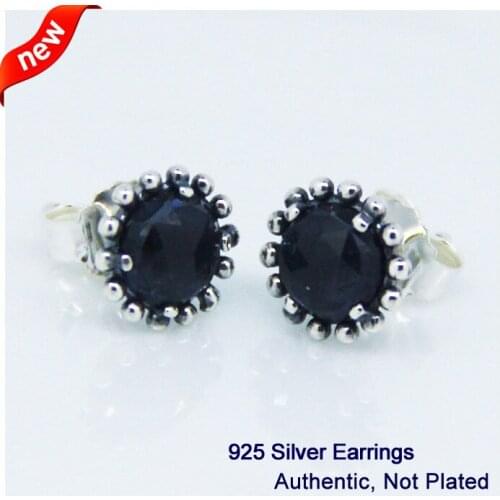 CKK 925 Sterling Silver Midnight Star, Midnight Blue Crystal Stud Earrings For Women Original Jewelry Making