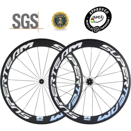 SUPERTEAM 100% 700C Carbon Road Clincher Bicycle Wheels 60mm Wheelset 3k Matte Basalt Brake Bike