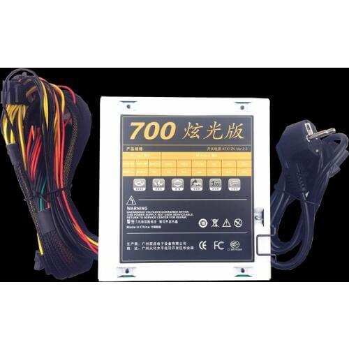 Quiet 700W 12V PC Power Supply 700W 24pin ATX Computer Power Supply PSU 700W PC Gaming Power with 7 Colorful LED Light MAX 850W