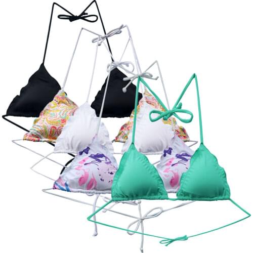 Trigonal Bikini TOP For Women White Swimsuit Sexy Swimwear Brazilian Bathing suits Tops Lace Biquini trajes de bano