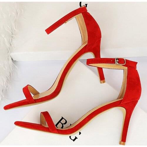 New Women 8cm 11cm High Heels Low Heels Sandals Gladiator Fetish Flock Shoes Quality Summer Stiletto Stripper Platform Pumps