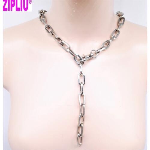 Women Fashion Sexy Harajuku Handmade link Chain necklace punk Choker Collar belt torques club party