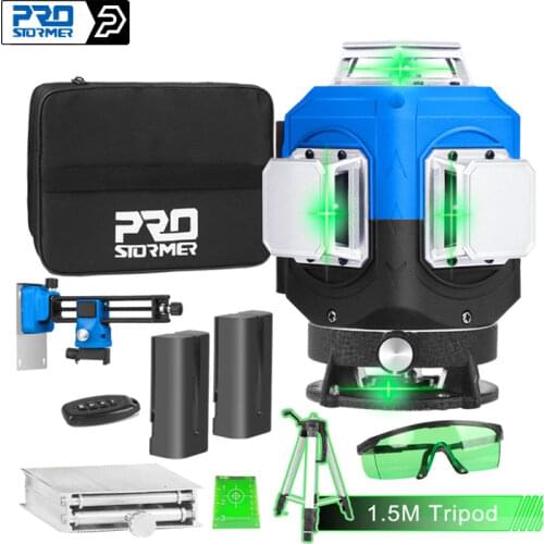 16 Lines 4D Green Laser Level Self-Leveling 360 Adjustment Horizontal Vertical Cross Lines High Precision Laser Level PROSTORMER