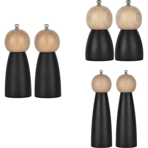 2Pcs Manual Wooden Pepper Mill Spice Nuts Mills Handheld Seasoning Salt and Pepper Grinder Kitchen Cooking BBQ Tools