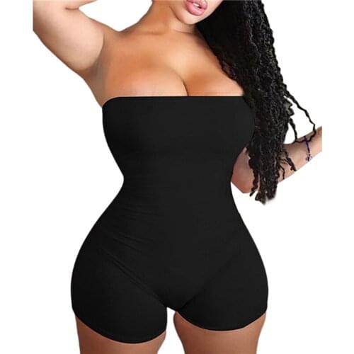 2021 Strapless Off Shoulder Sexy Women Rompers Bodycon Nightwear Jumpsuits Summer Letter Print Sleepwear Short Pants