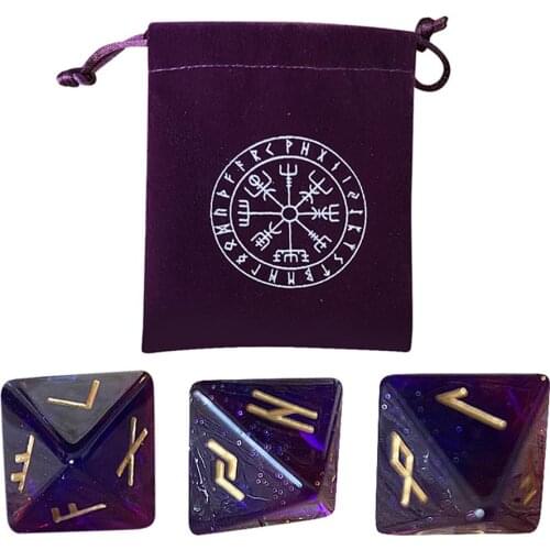 3PCS Divination Astrology Dices Constellation Board Games Polyhedral Dice Set with Purple Drawstring Storage Bag Entertainment