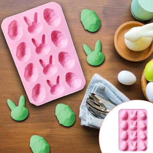3d Silicone Cake Mold Easter Bunny Eggs Chocolate Cake Soap Mold Baking Ice Tray Mould Baking Round Shape Pudding Ice Mould