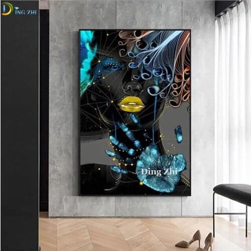 5D Woman Portrait Diamond Painting Cross Stitch Kits Black And Silver Handmade Diamond Embroidery Mosaic Full Drill Home Decor