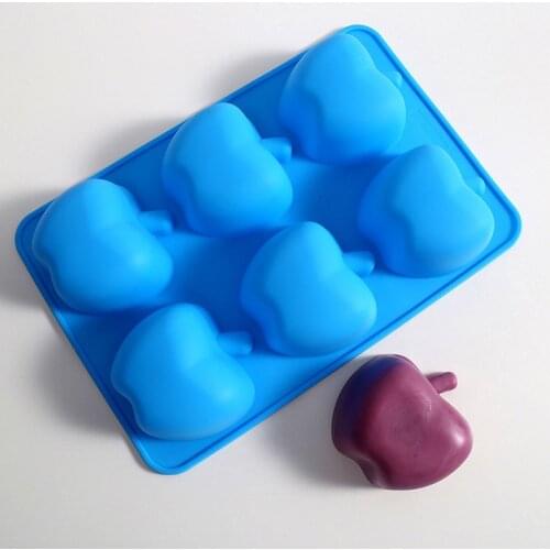 6-hole Apple Food Grade Silicone Mold Fondant Cake Chocolate Mold Handmade Soap Mold Kitchen Accessories Soap Making Supplies