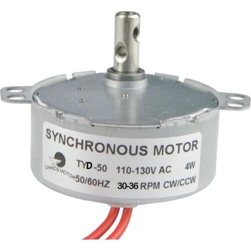 AC Synchronous Geared Motor Small Electric Motor TYD-50 110-130V 30-36RPM 4W for Household, Hand-made