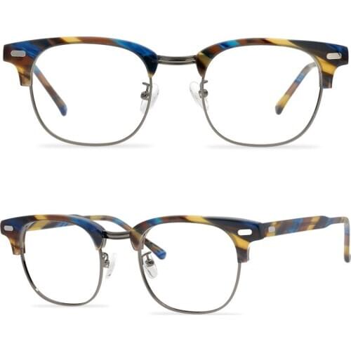 Acetate Half Frame Glasses Frame Men Women Vintage Steampunk Eye Glasses Optical Myopia Eyeglasses Frames Clear Eyewear Oculos
