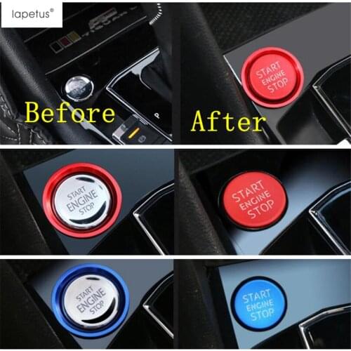 Lapetus Accessories For Volkswagen VW Tiguan MK2 2016 - 2021 Start Stop Engine Push Button Key Decoration Ring Cover Kit Trim