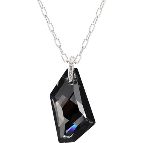 COCOM Luxury Geometric Long Chain Necklace Pendant with Irregular Shaped Austrian Crystal Winter Jewelry Sweater Chain for Women