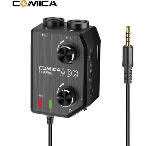 CoMica LINKFLEX AD3 Two-channels XLR/3.5mm/6.35mm-3.5mm Audio Preamp Mixer/Adapter/Interface for 3.5mm DSLR Cameras Smartphones