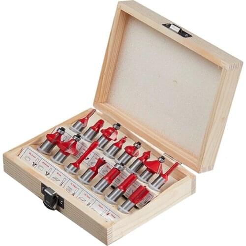15pcs/set Woodworking Milling Cutters 1/4''/6.35mm Shank Carbide Router Bit For Wood Cutter Engraving Cutting Tools