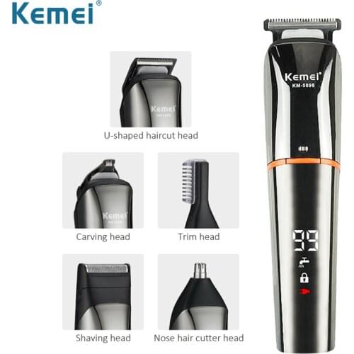 Kemei 11 In 1 Hair Trimmers Men Professional Beard Clipper Nose Ear Cordless Haircut Machine USB Body Groom Shaver Carving Kits