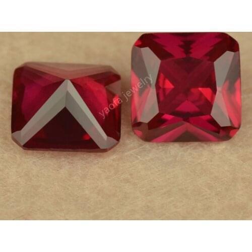 5A Quality 4x4~12x12mm Hardness 9 8# Dark Red Rubys Square Octangle Princess Cut Loose Synthetic Gems Corundum Stone For Jewelry