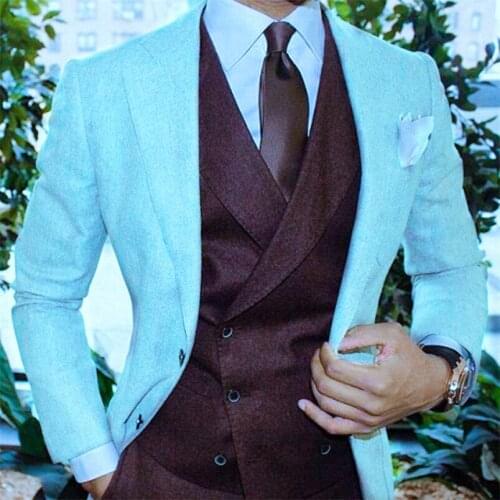 Handsome Two Button Groomsmen Notch Lapel Groom Tuxedos Wedding Dress Men Suits Blazer Prom Dinner (Jacket+Pants+Tie+Vest) A161