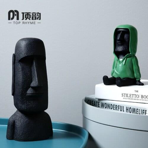 Creative Easter Island statue Resin sculpture Crafts Simple Living Room Ornaments Home Office Store Decors Decorations