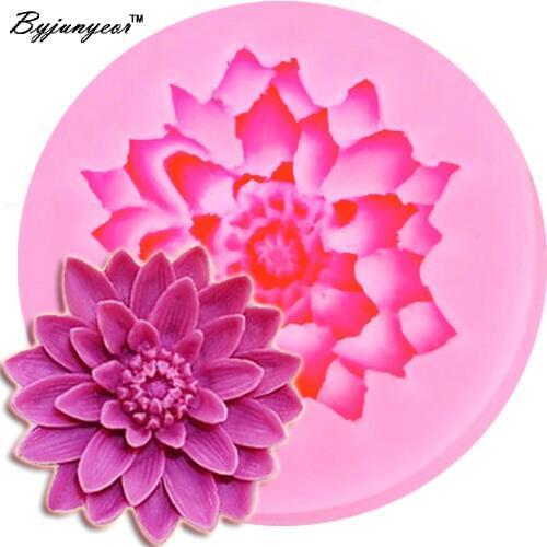 Byjunyeor M091 Lotus Epoxy UV Resin Silicone Mould Chocolate Candy Jello 3D Figre/Cake Tools Mold Sugar Craft Cake Decoration
