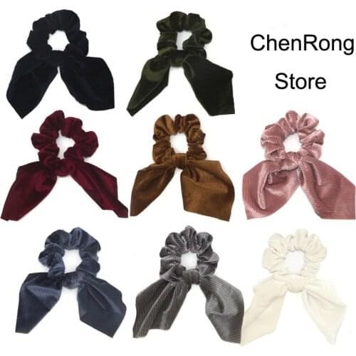 Fashion Rabbit Ear Velvet Scrunchie Women Girls Hair Accessories Haar Accessoires Gumki Do Wlosow scrunchies Elastic Hair Bands