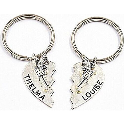 Fashion Thelma & Louise Gun Revolver Best Friends Broken Heart Partners In Crime Bandit Bag Charm Pendant Keychain Keyring
