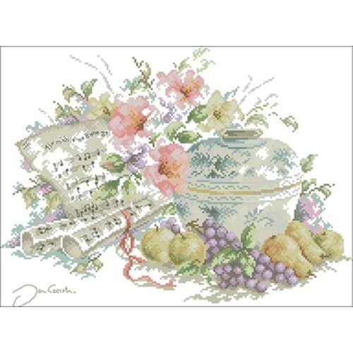 Music and flowers patterns Counted Cross Stitch 11CT 14CT 18CT DIY Chinese Cross Stitch Kits Embroidery Needlework Sets