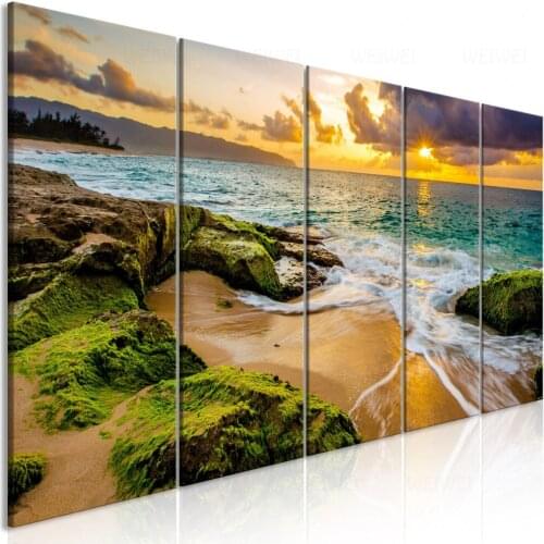 Wall Mural Colorful Sky 5 Pancels Modular Canvas Painting HD Print And Posters Wall Art Bedroom Home Decor