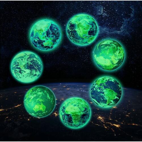 30cm Earth Wall Stickers 3D Large Moon Planet Fluorescent Wallpaper Kids Bedroom Removable Glow In The Dark Sticker Wall Decal